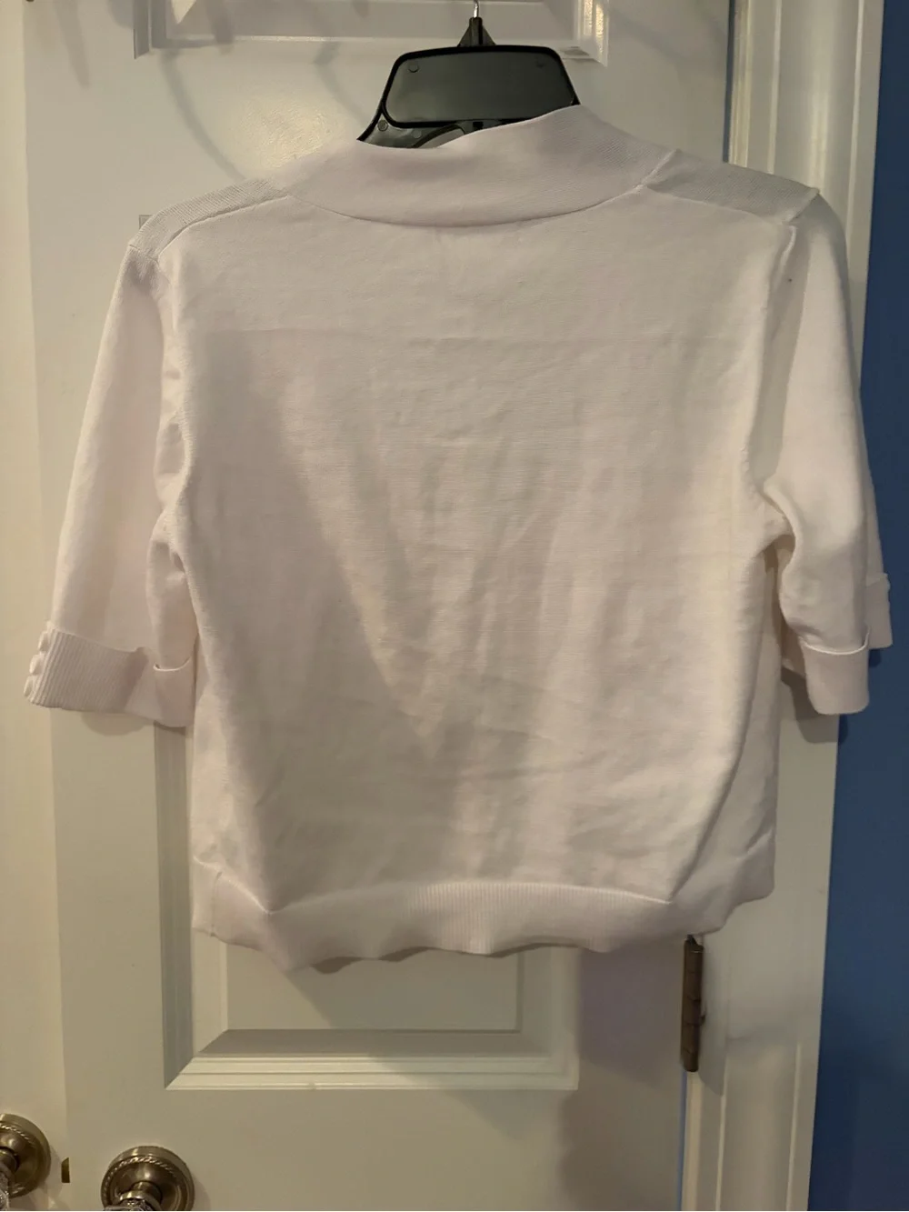 89th and Madison White Open-Front Short Sleeve Knit Sweater Jacket